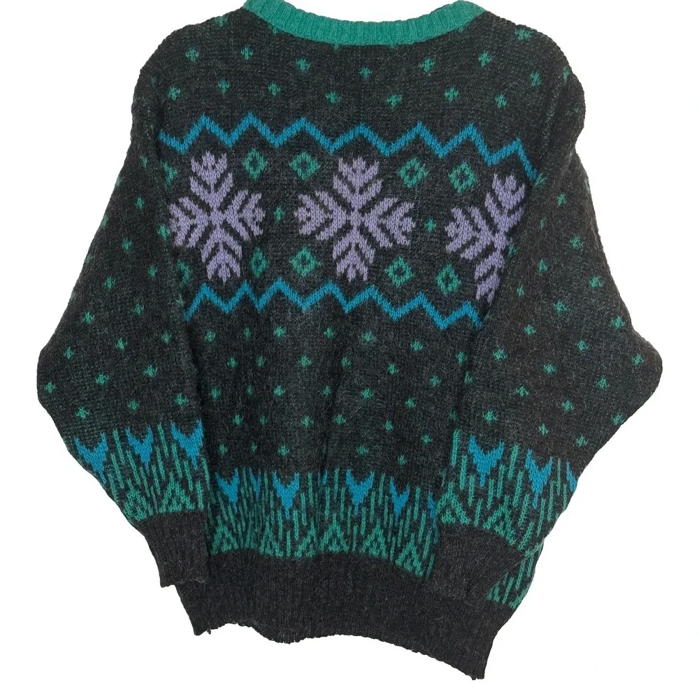 Álafoss Icewool‎ Iceland Wool Sweater Nordic Fair Isle Made Iceland M Vtg